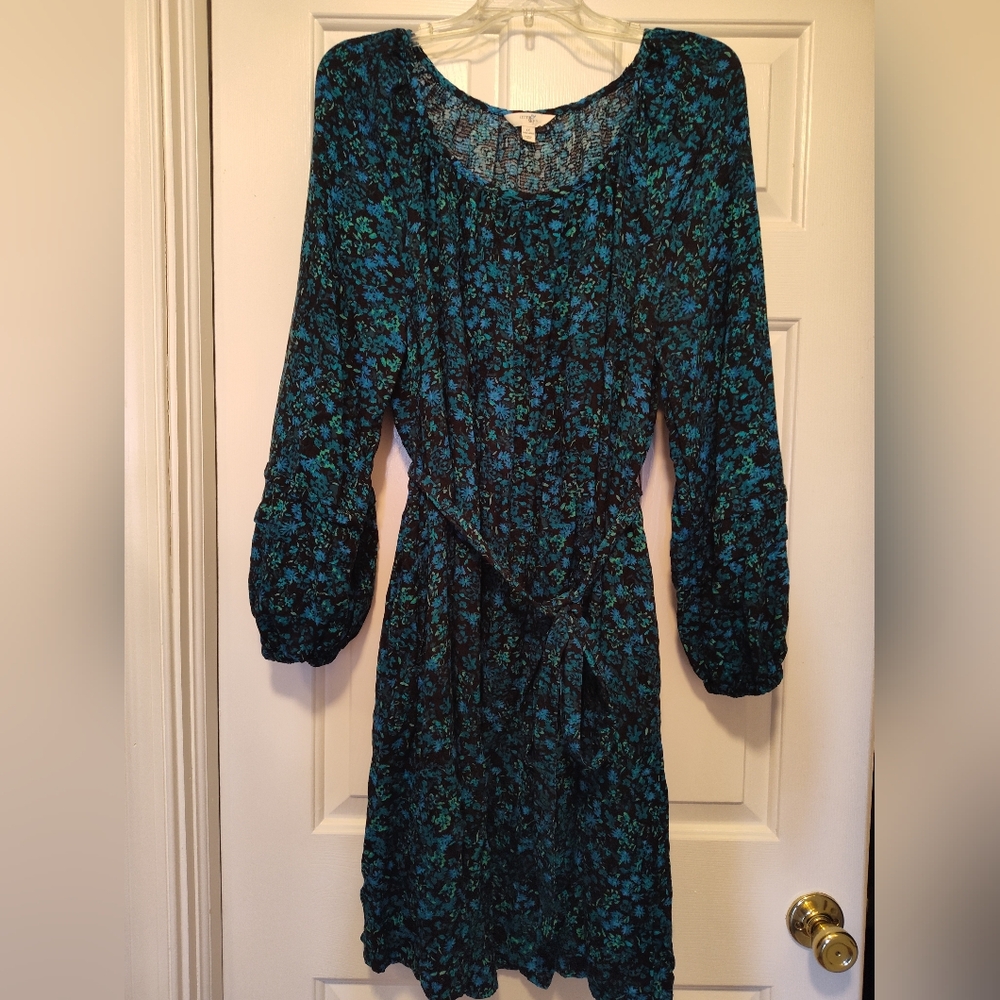 💙 Terra & Sky Black and Blue Floral Dress
